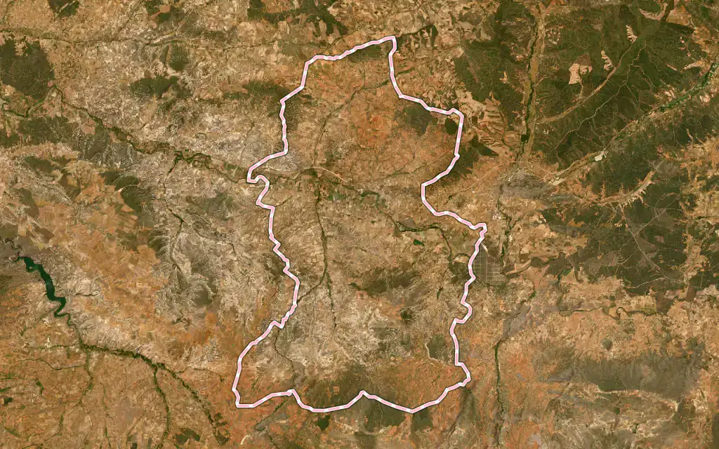 Vista satélite de San Esteban de Gormaz con su contorno administrativo