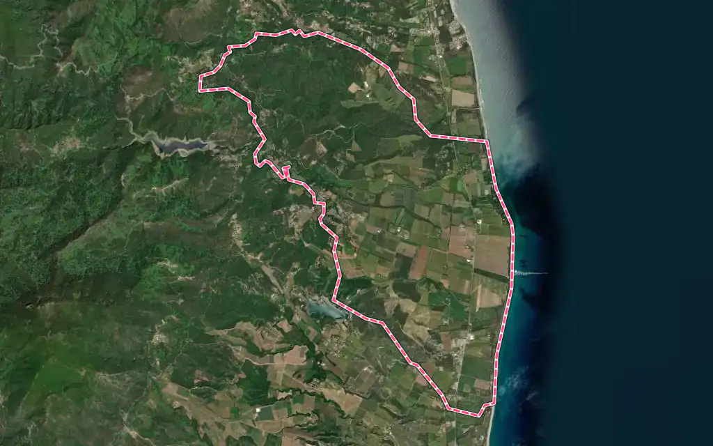 Vue satellite de San-Giuliano avec ses contours administratifs