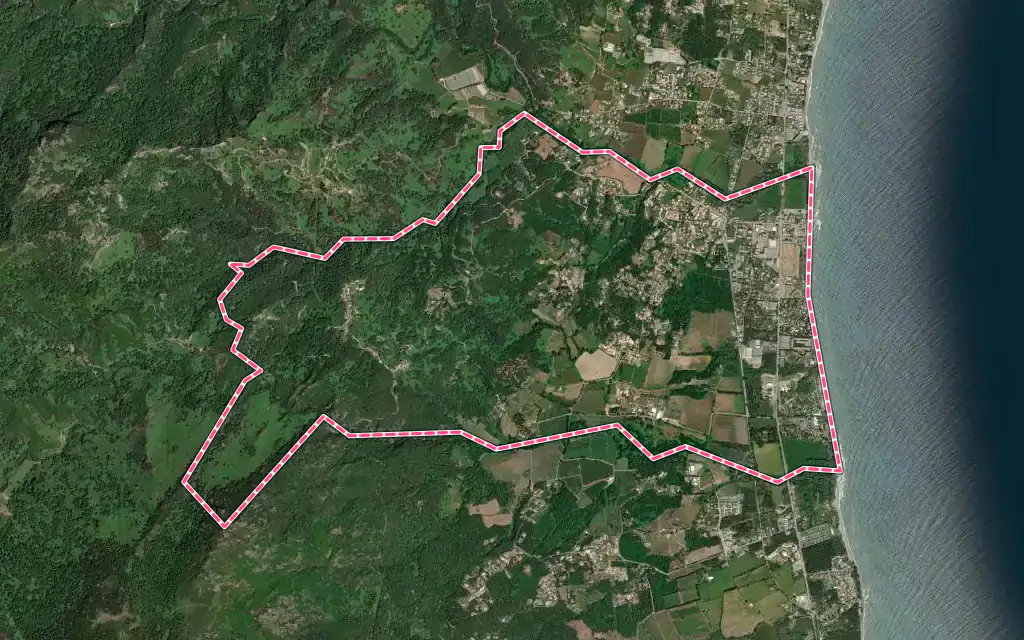 Vue satellite de San-Nicolao avec ses contours administratifs