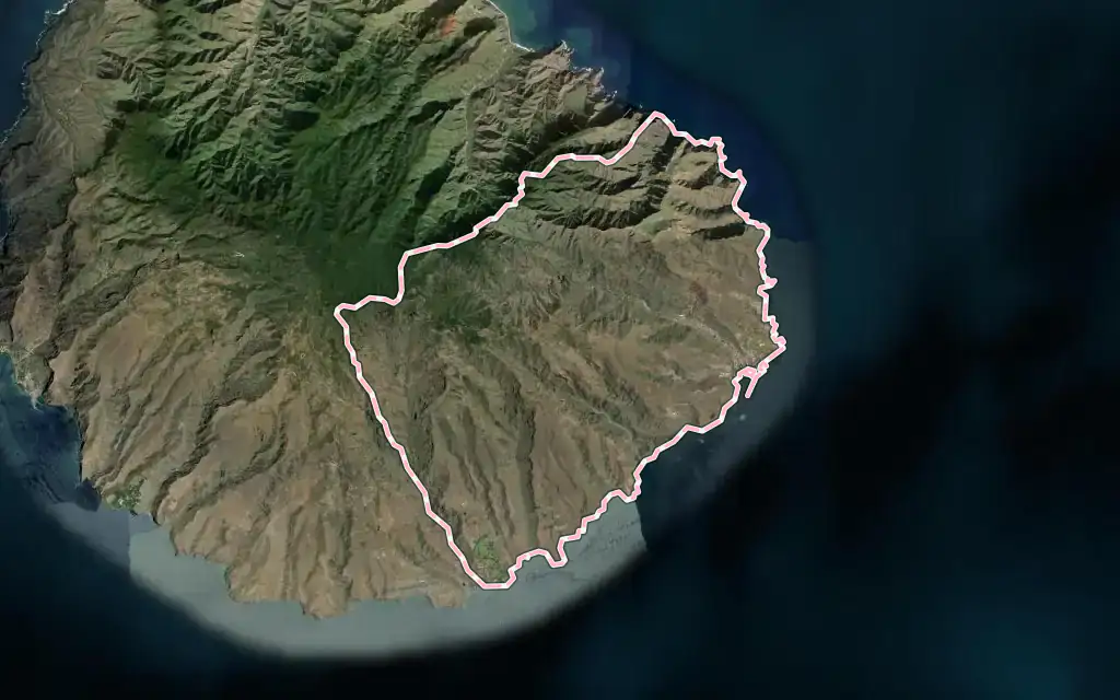 Vista satélite de San Sebastián de la Gomera con su contorno administrativo