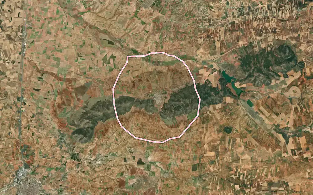 Vista satélite de San Carlos del Valle con su contorno administrativo