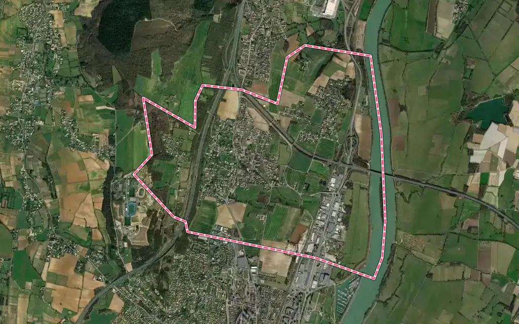 Vue satellite de Sancé avec ses contours administratifs