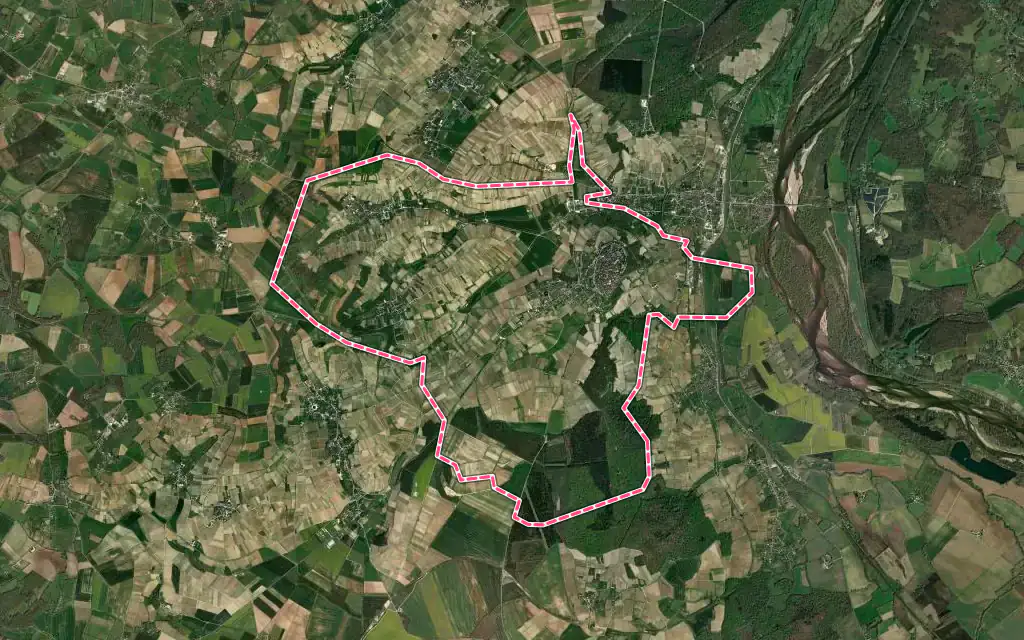 Vue satellite de Sancerre avec ses contours administratifs