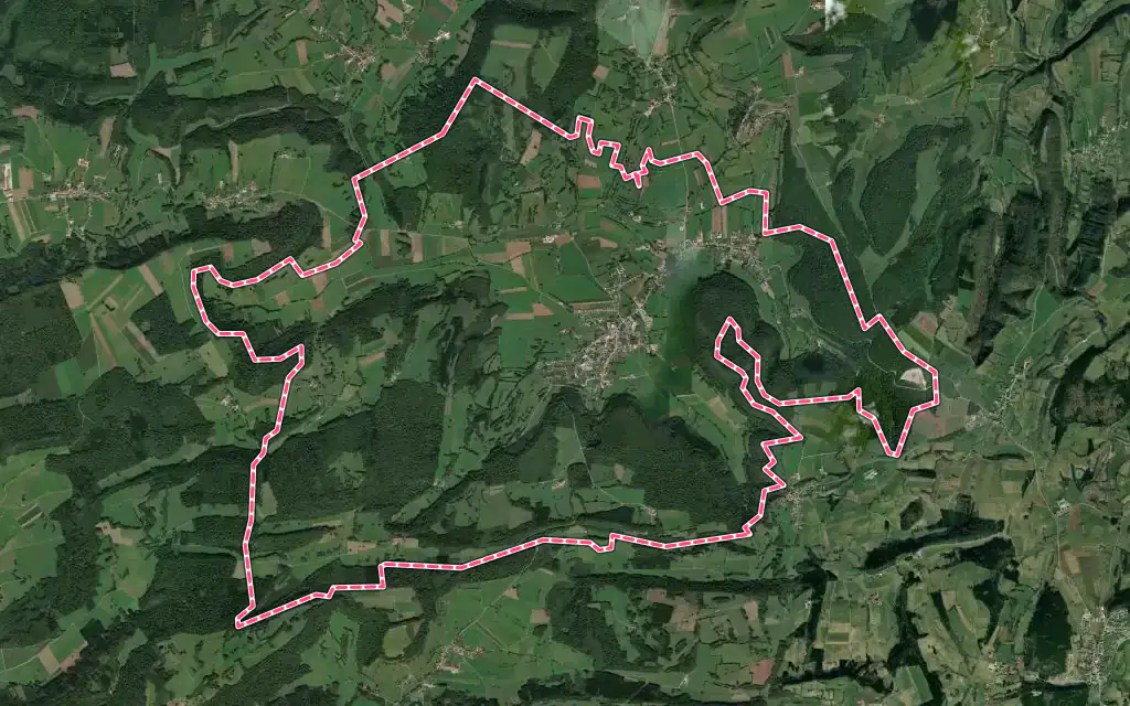 Vue satellite de Sancey avec ses contours administratifs