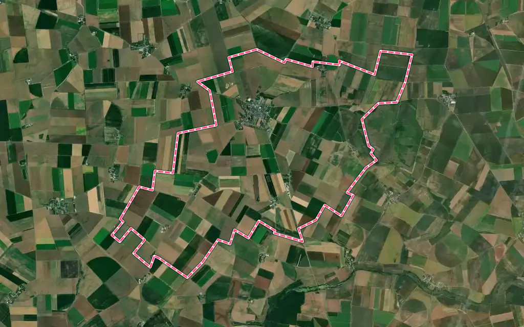 Vue satellite de Sancheville avec ses contours administratifs
