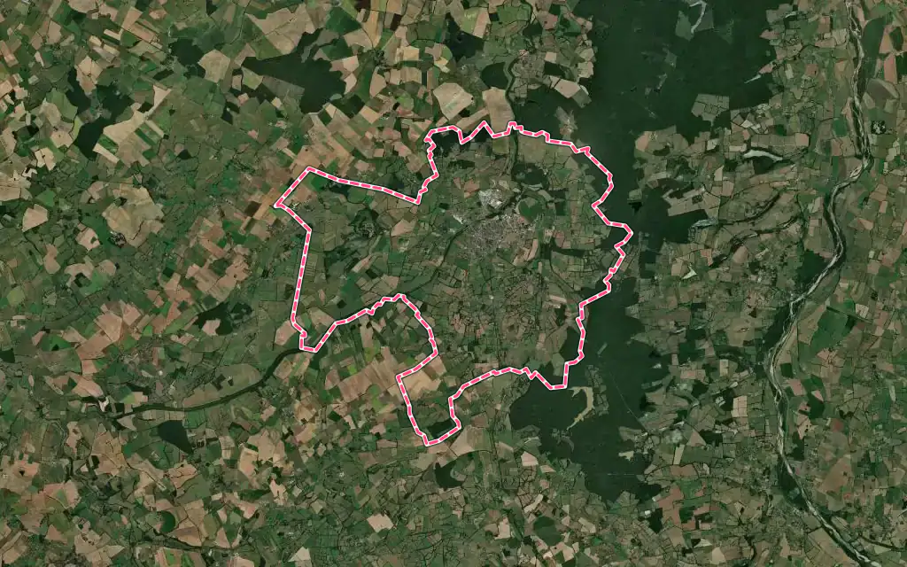 Vue satellite de Sancoins avec ses contours administratifs