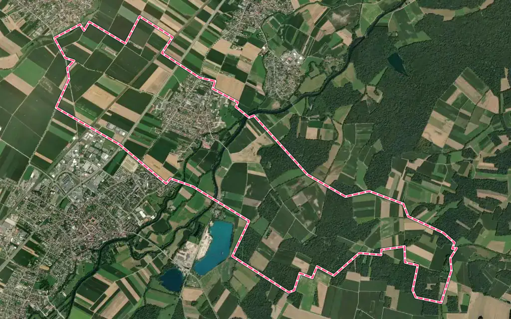 Vue satellite de Sand avec ses contours administratifs