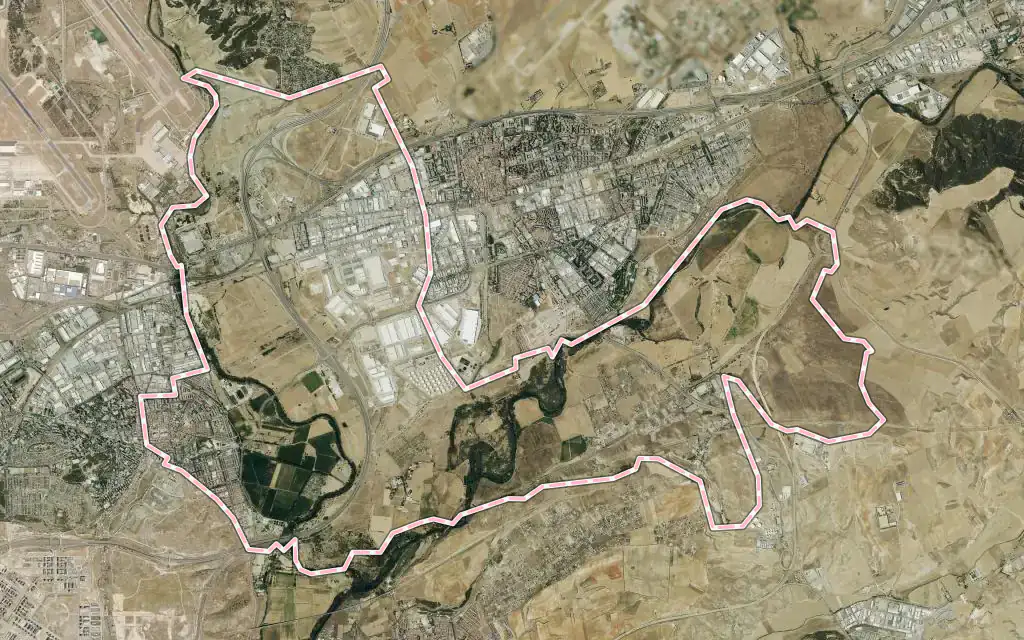 Vista satélite de San Fernando de Henares con su contorno administrativo