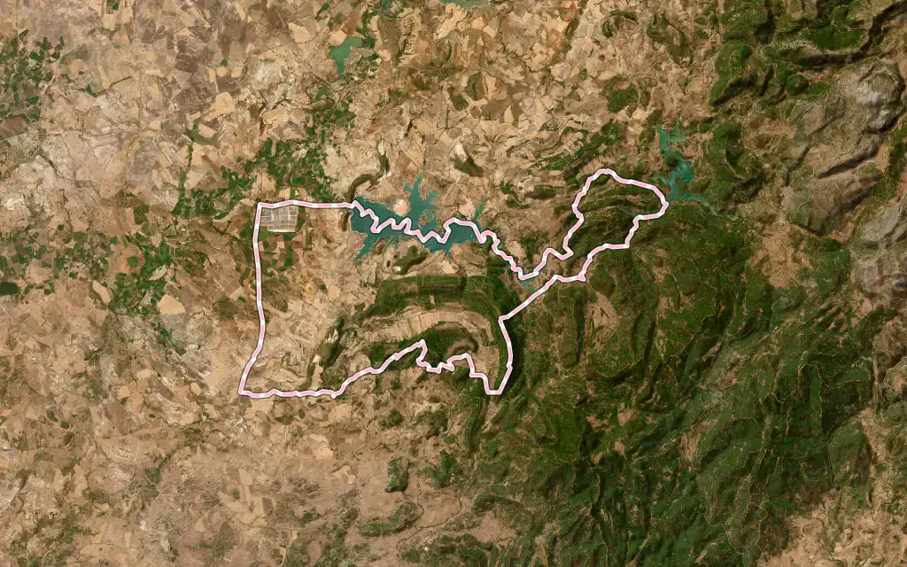 Vista satélite de San José del Valle con su contorno administrativo