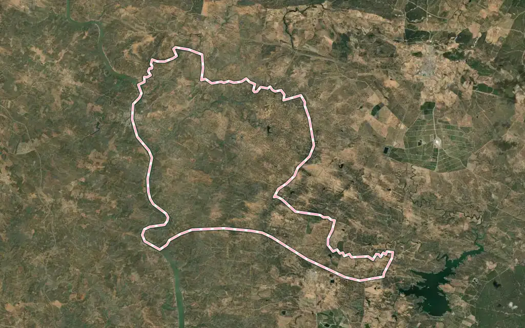 Vista satélite de Sanlúcar de Guadiana con su contorno administrativo