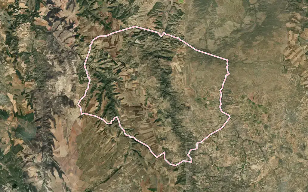 Vista satélite de San Martín de Montalbán con su contorno administrativo