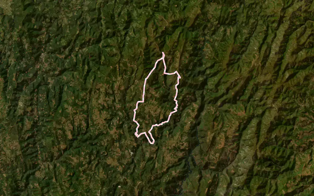 Vista satélite de San Martín de Oscos con su contorno administrativo