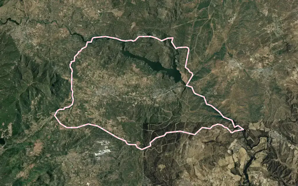 Vista satélite de San Martín de Valdeiglesias con su contorno administrativo