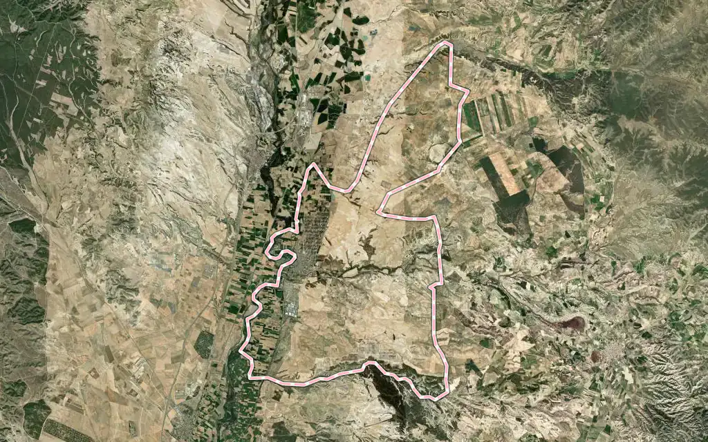Vista satélite de San Mateo de Gállego con su contorno administrativo