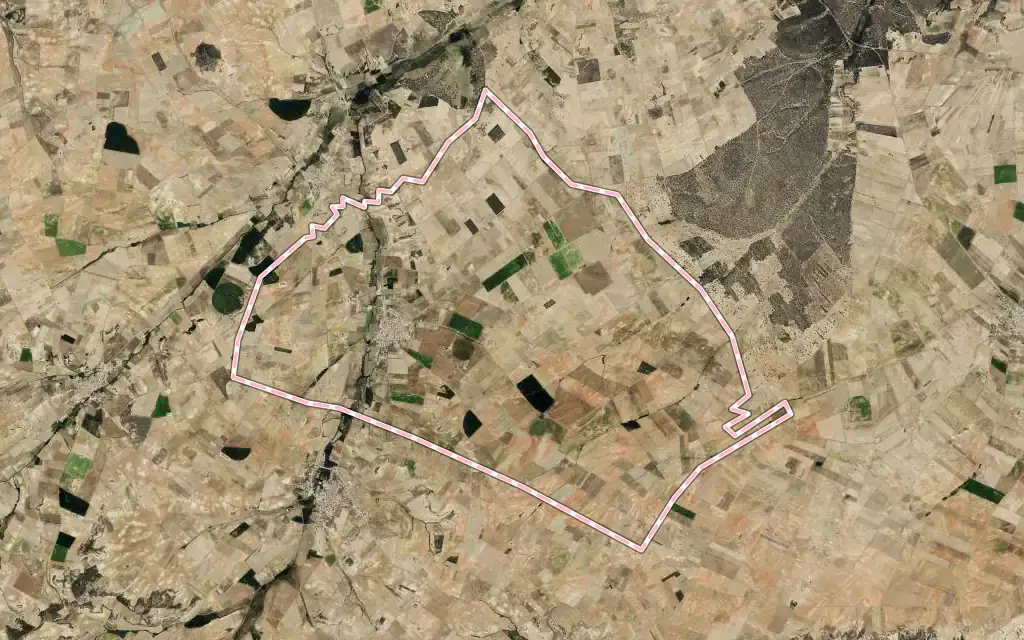 Vista satélite de San Miguel de la Ribera con su contorno administrativo