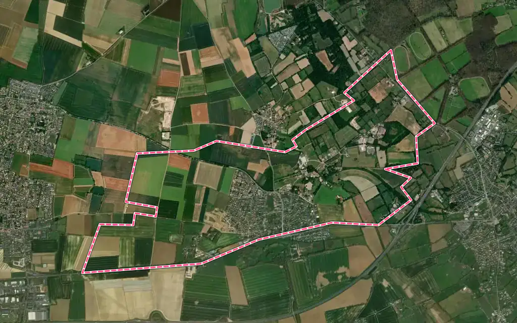 Vue satellite de Sannerville avec ses contours administratifs