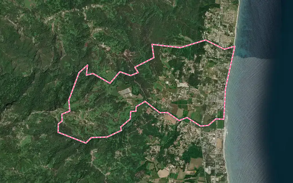 Vue satellite de Santa-Lucia-di-Moriani avec ses contours administratifs