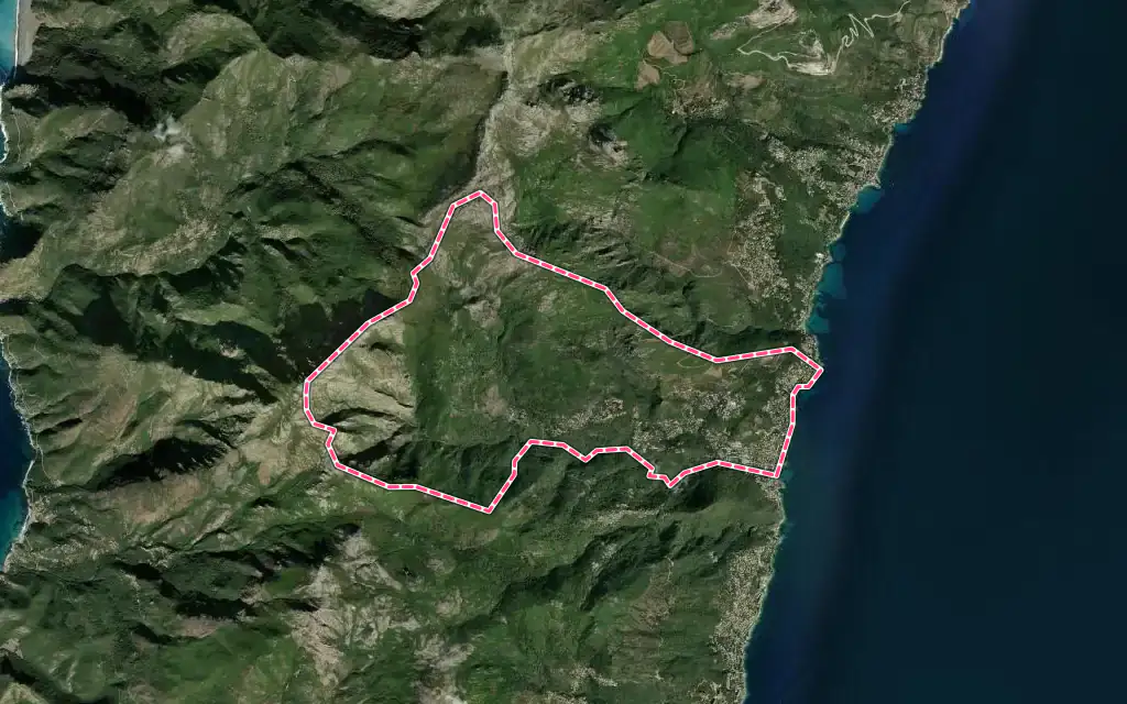 Vue satellite de Santa-Maria-di-Lota avec ses contours administratifs