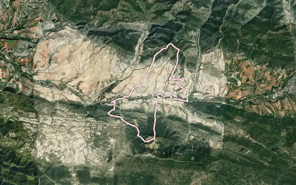 Vista satélite de Santa Cilia con su contorno administrativo