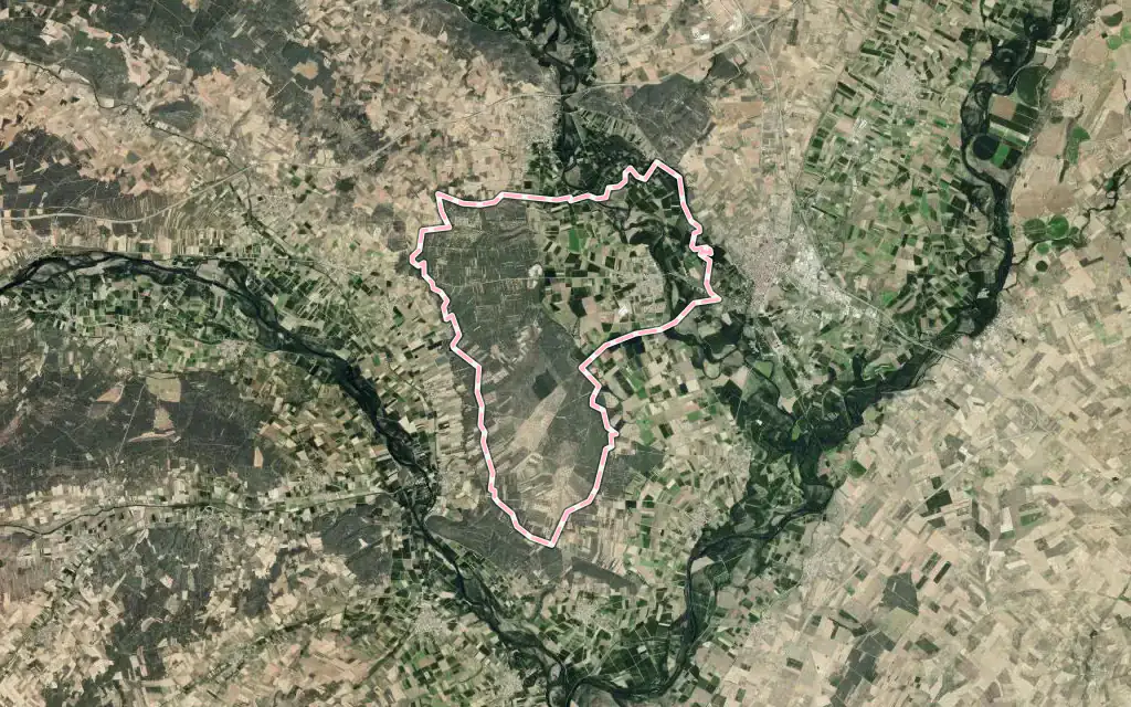 Vista satélite de Santa Cristina de la Polvorosa con su contorno administrativo