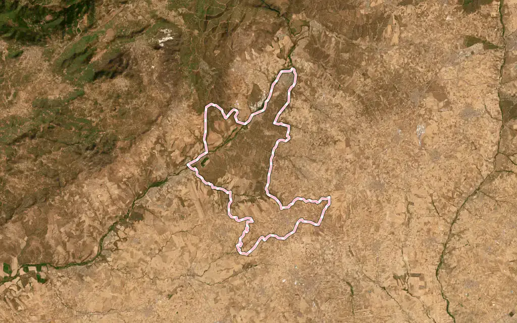 Vista satélite de Santa Cruz del Retamar con su contorno administrativo