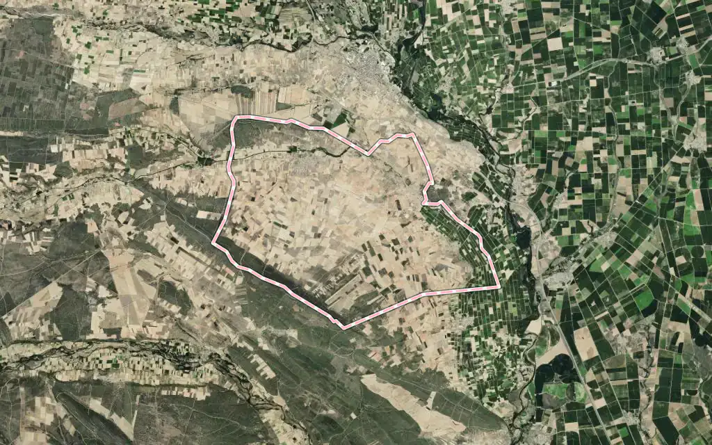 Vista satélite de Santa Elena de Jamuz con su contorno administrativo