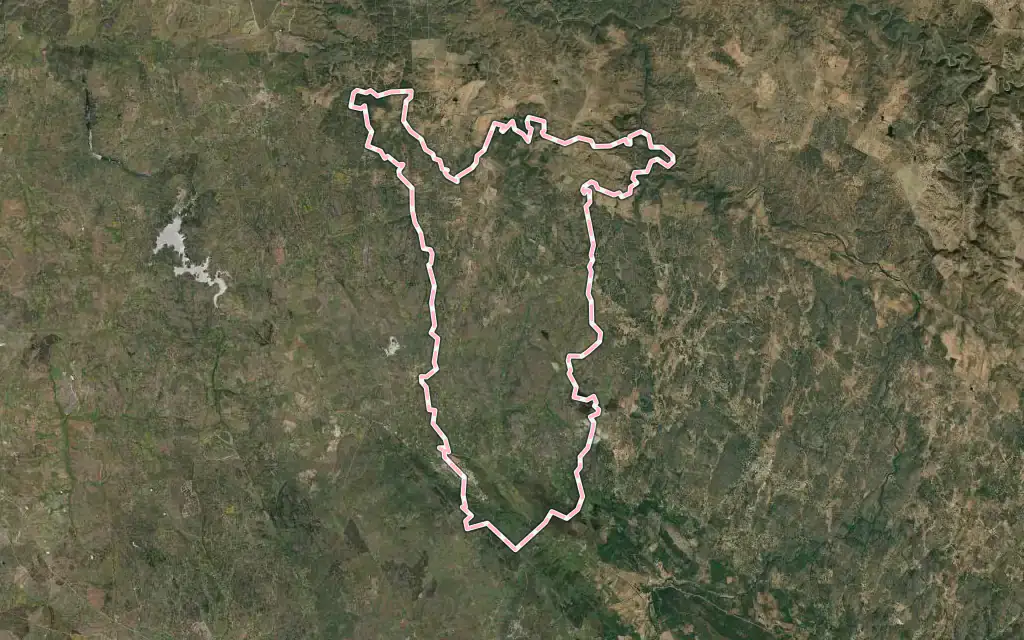 Vista satélite de Santa Maria da Devesa con su contorno administrativo