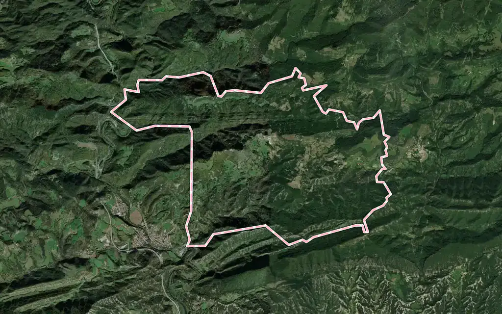 Vista satélite de Santa Maria de Besora con su contorno administrativo