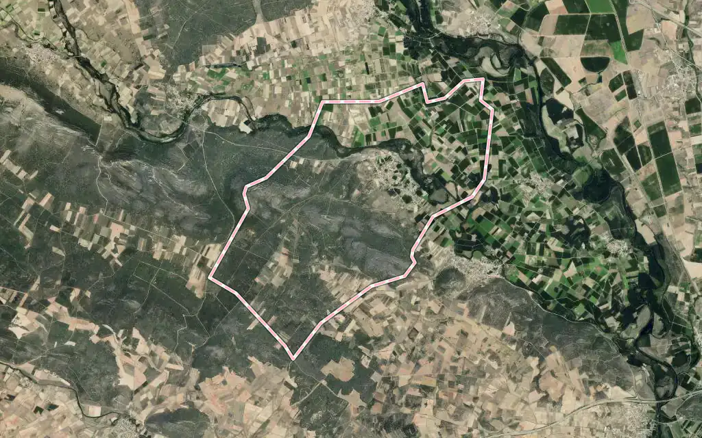 Vista satélite de Santa María de la Vega con su contorno administrativo
