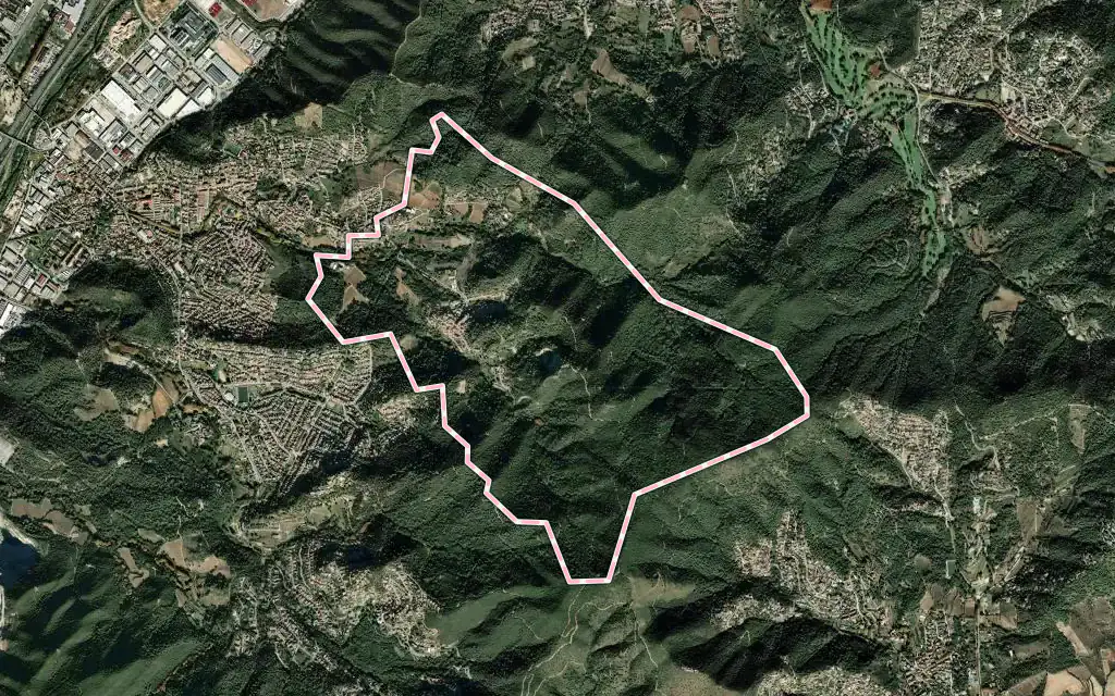 Vista satélite de Santa Maria de Martorelles con su contorno administrativo