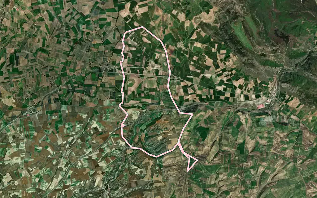 Vista satélite de Santa María Ribarredonda con su contorno administrativo