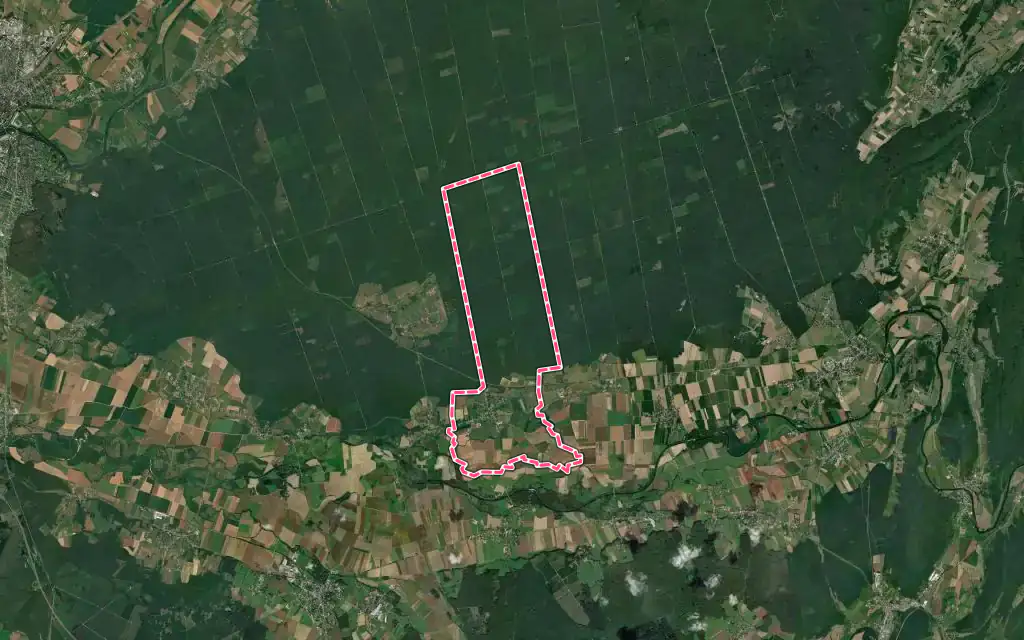 Vue satellite de Santans avec ses contours administratifs