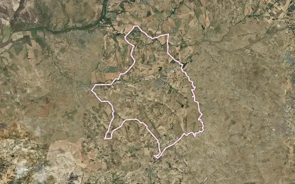 Vista satélite de Santa Olalla con su contorno administrativo