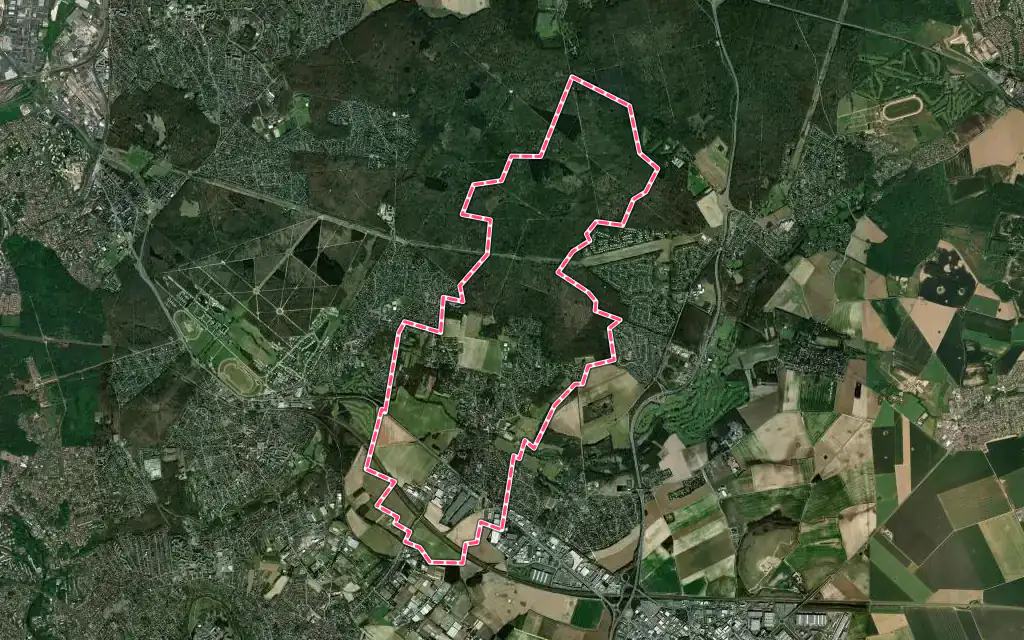 Vue satellite de Santeny avec ses contours administratifs