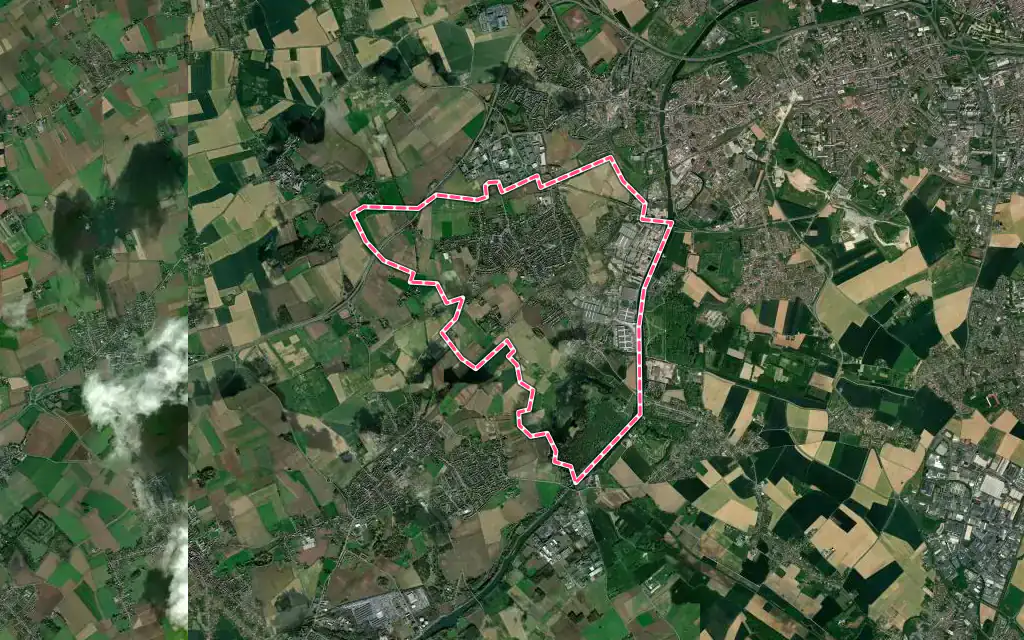 Vue satellite de Santes avec ses contours administratifs