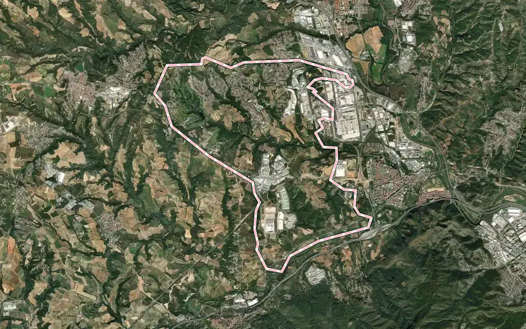 Vista satélite de Sant Esteve Sesrovires con su contorno administrativo