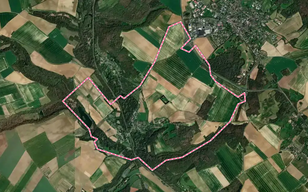 Vue satellite de Santeuil avec ses contours administratifs