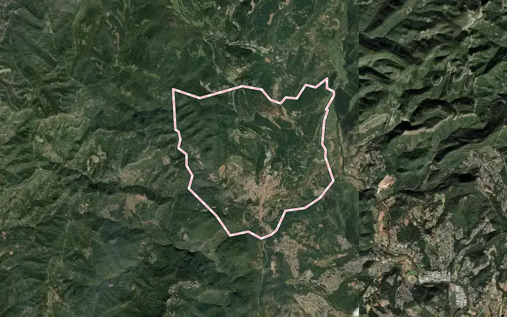 Vista satélite de Sant Feliu de Codines con su contorno administrativo