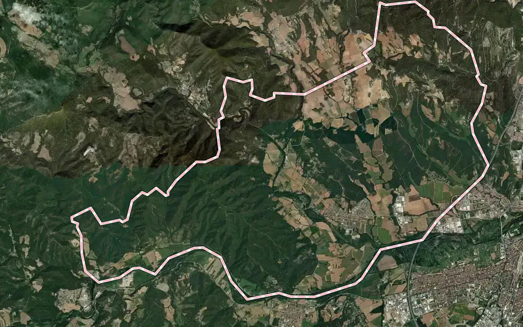 Vista satélite de Sant Gregori con su contorno administrativo