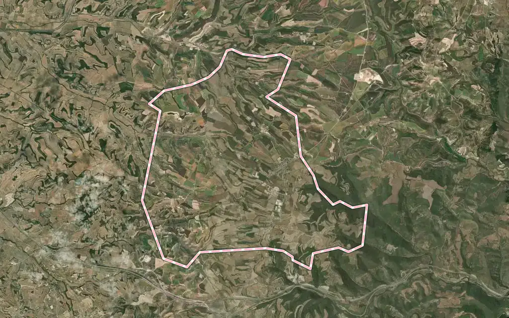 Vista satélite de Sant Guim de Freixenet con su contorno administrativo