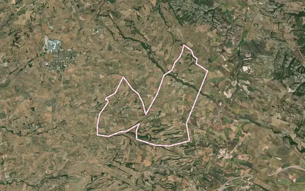 Vista satélite de Sant Guim de la Plana con su contorno administrativo