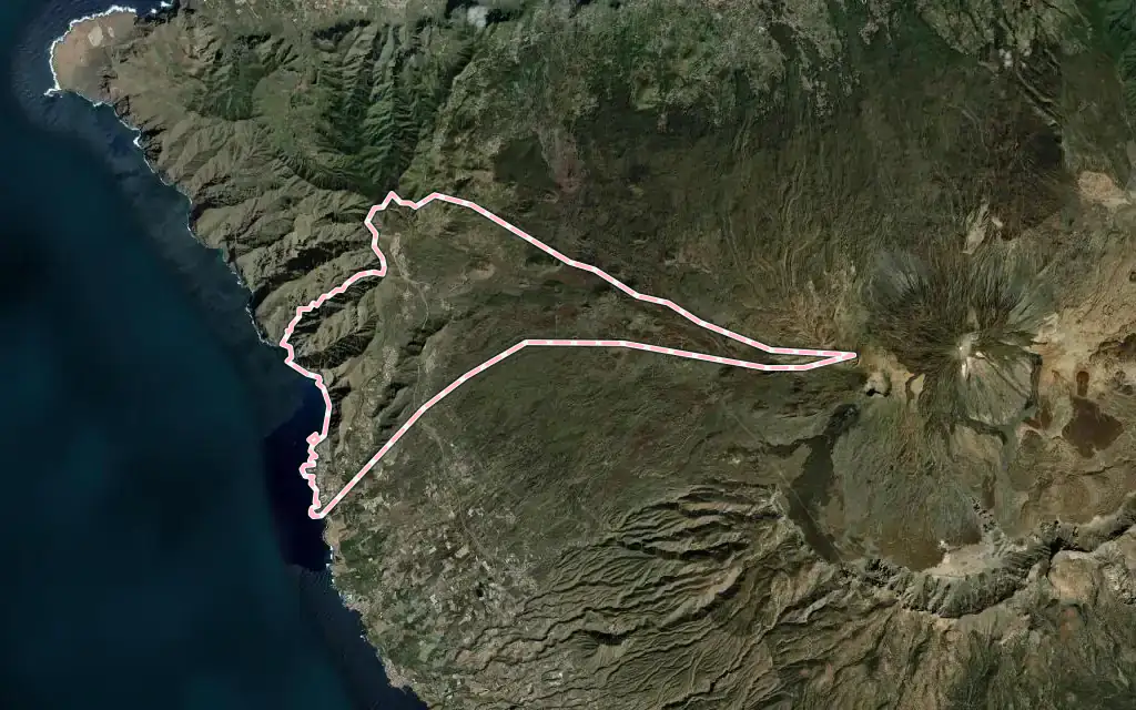 Vista satélite de Santiago del Teide con su contorno administrativo