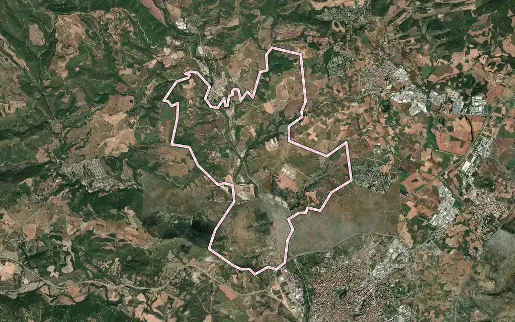 Vista satélite de Sant Joan de Vilatorrada con su contorno administrativo