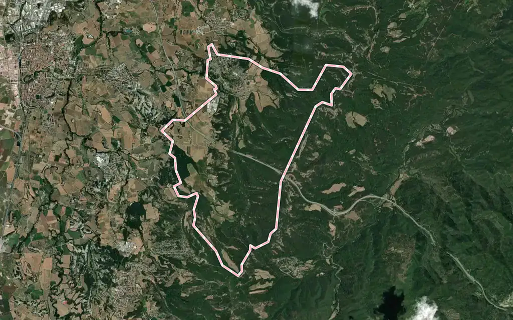 Vista satélite de Sant Julià de Vilatorta con su contorno administrativo