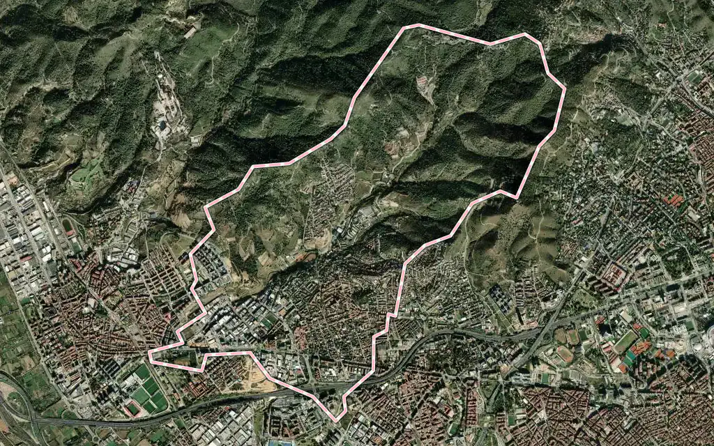 Vista satélite de Sant Just Desvern con su contorno administrativo