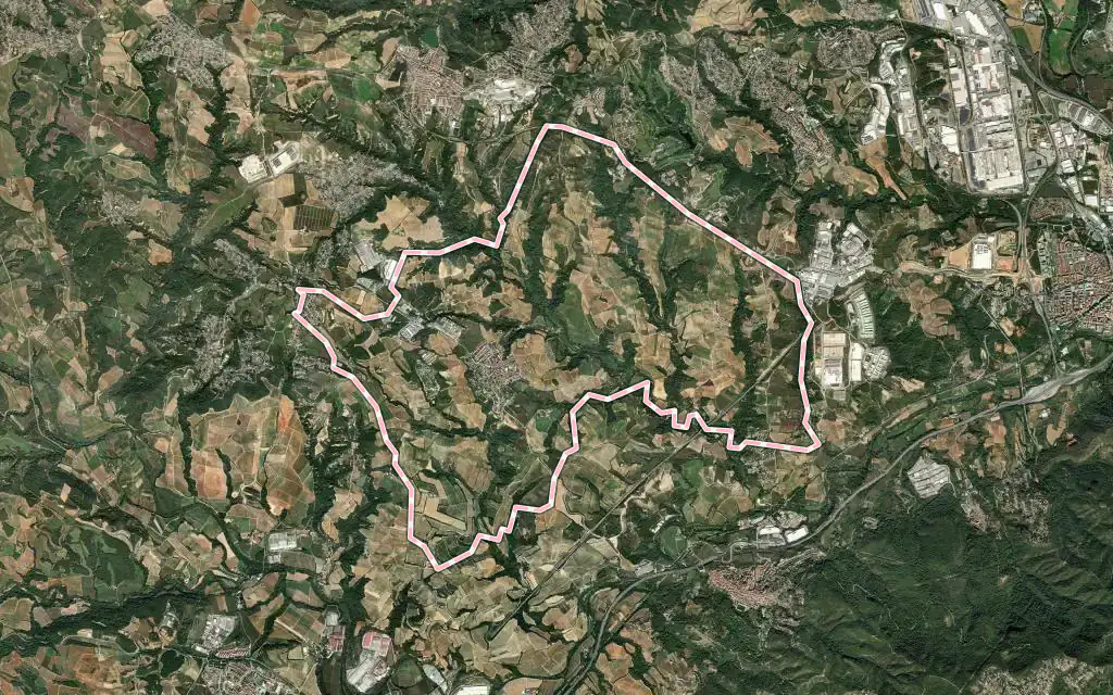 Vista satélite de Sant Llorenç d'Hortons con su contorno administrativo