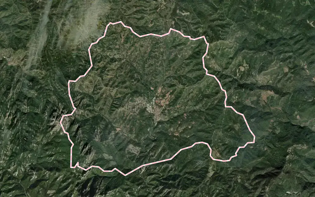 Vista satélite de Sant Llorenç Savall con su contorno administrativo
