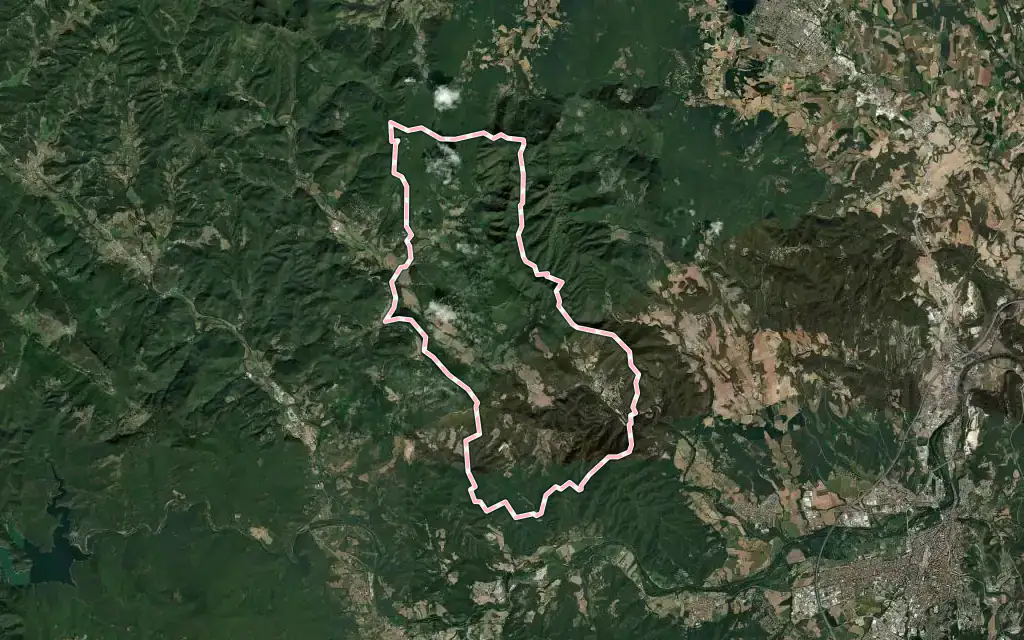 Vista satélite de Sant Martí de Llémena con su contorno administrativo