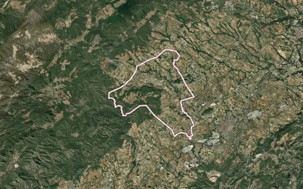 Vista satélite de Sant Martí Sarroca con su contorno administrativo