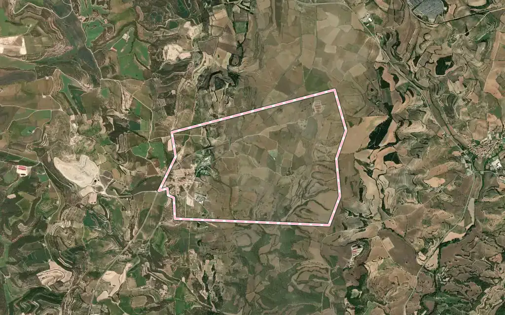 Vista satélite de Sant Martí Sesgueioles con su contorno administrativo